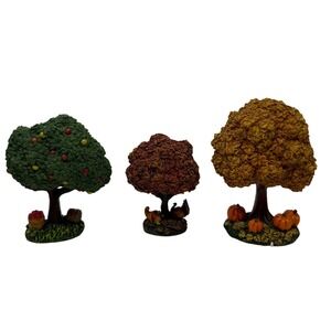 Hawthorne Village Fall Harvest Sculpted Trees Set of 3 Multicolor Autumn Decor